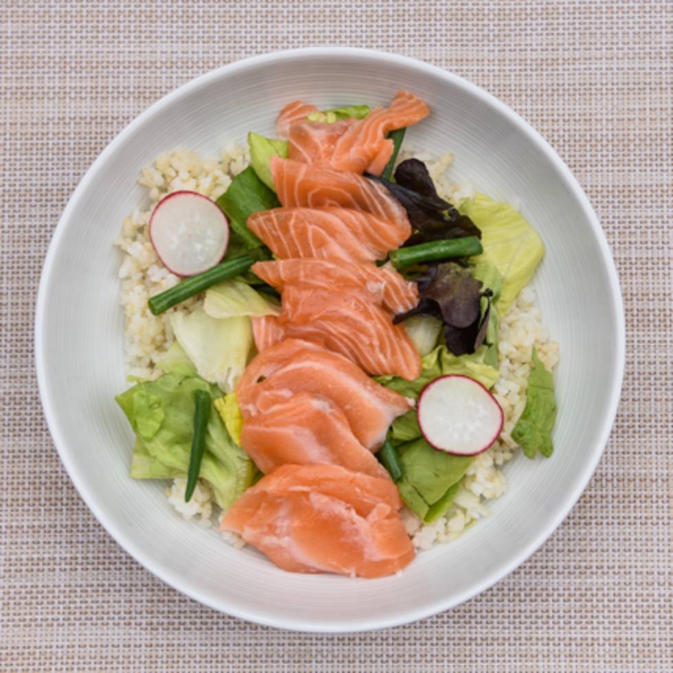 (New) Salmon, Oak Lettuce, and Green Beans Sesame Sozai Salad (GF)