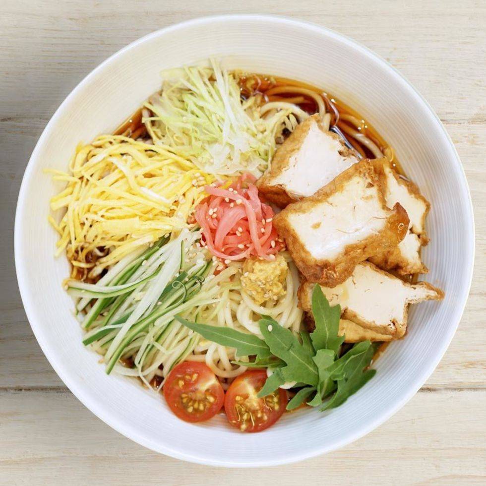 Hand-made Soy Hiyashi Chuka Noodles with Tofu (V)