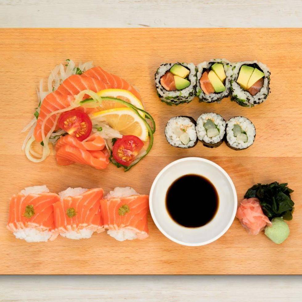 Hand-made Salmon Temari Sushi and Sashimi Box (GF)