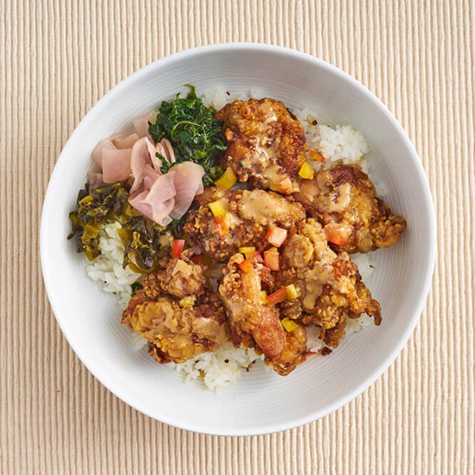 Chicken Karaage Don with Sesame Lemon Sauce (Larger size)