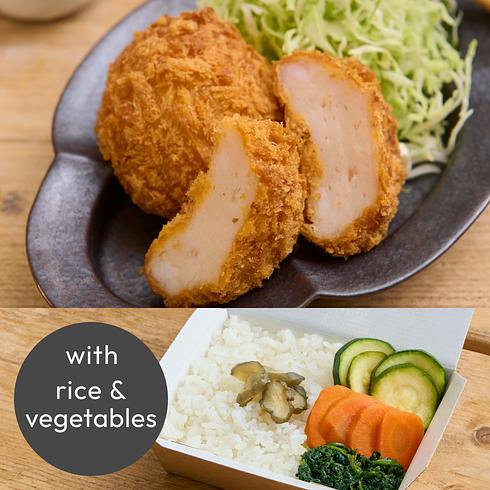 Handmade Prawn Katsu 2pcs (+Rice & Veg)
