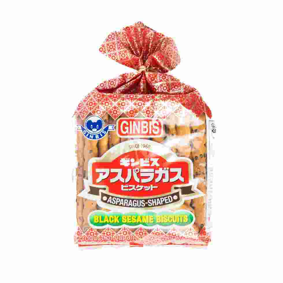 【Best Before:06/01/2026】Ginbis Asparagus-Shaped Biscuits with Black Sesame 135g