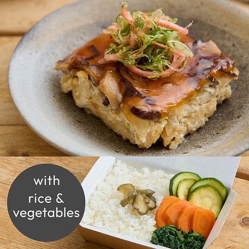 Chicken Katsu-ni with Egg (+Rice & Veg)