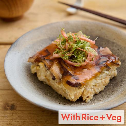 Chicken Katsu-ni with Egg (+Rice & Veg)