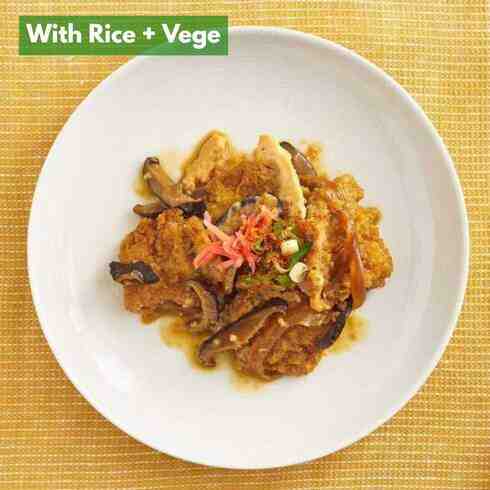 鶏もも肉のかつ煮（ご飯・野菜・漬物付）