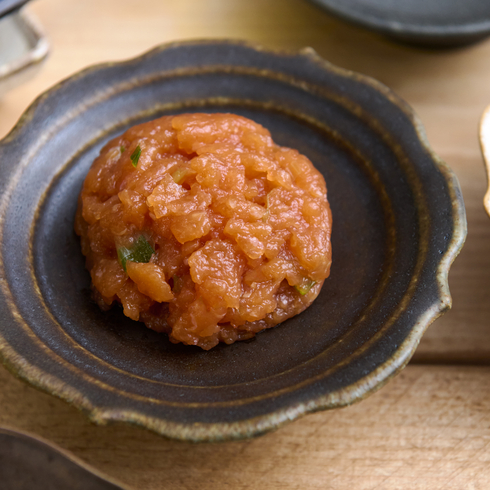 Salmon Tartar with Homemade Sauce 80-90g by Nobu Sakaguchi (15 years at a Michelin starred)