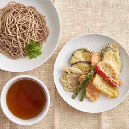 Hiyashi Soba Noodles with assorted Vegan Tempura
