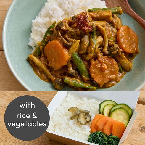 香菇野菜配函館昆布高湯燉煮咖喱（附白飯・蔬菜・漬物）