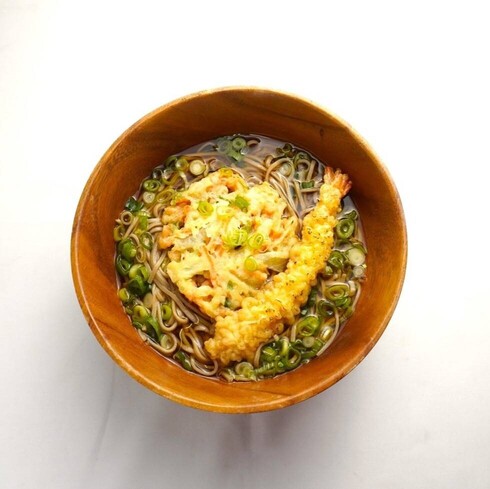 海老天と野菜かき揚げ蕎麦