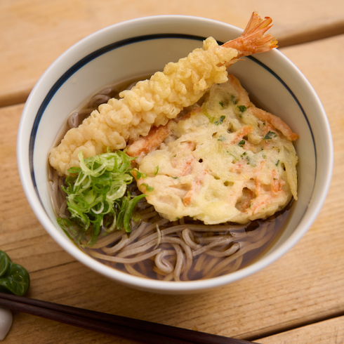 海老天と野菜かき揚げ蕎麦