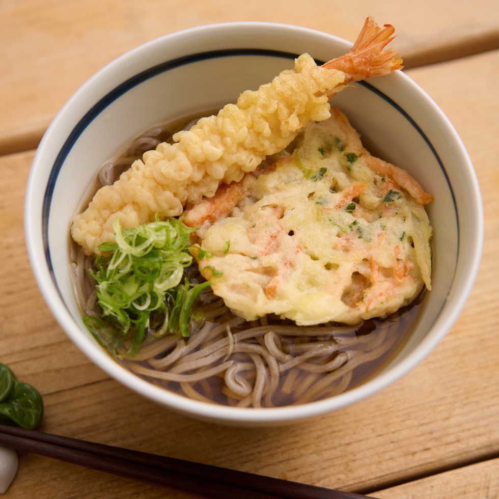 海老天と野菜かき揚げ蕎麦