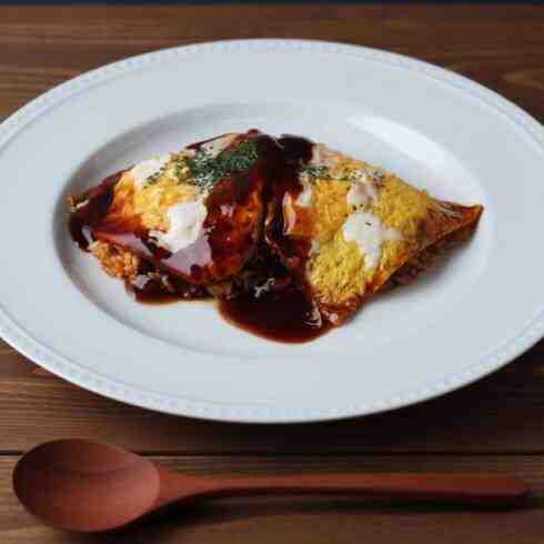 Japanese Omelette Rice with Mushroom Demi-glace Sauce
