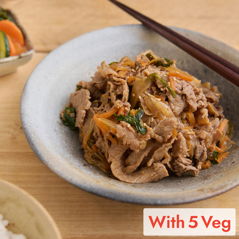 Japanese Style Bulgogi with Sweet & Spicy Sauce (+5 veg)