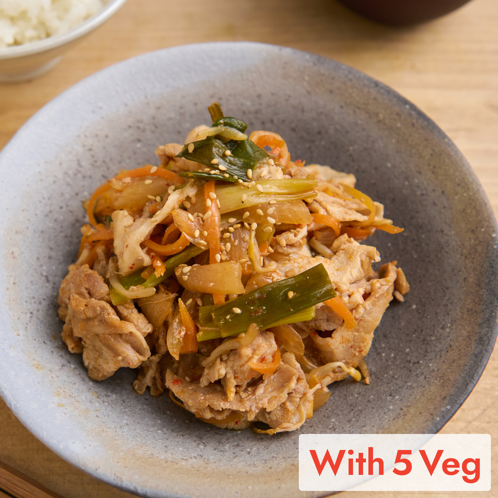 Pork Kimchi Bowl with 5 veg