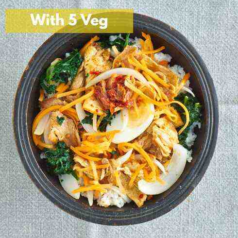 Japanese Style Pork Bibimbap Bowl (without Egg) with 5 Veg