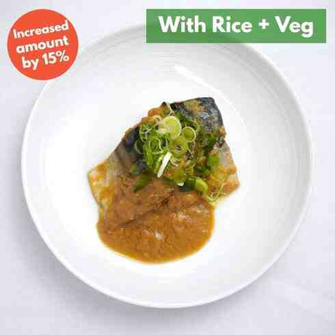 Miso Marinated Mackerel (+Rice & Veg) - When received, this could be defrosted especially outside London.