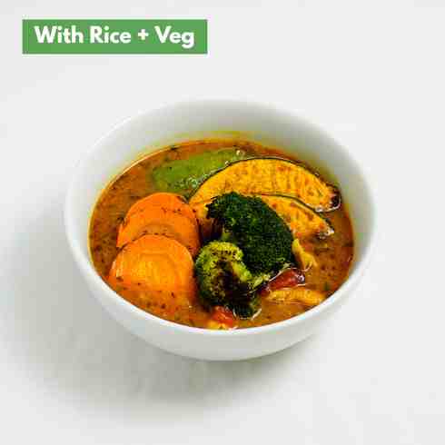 Grilled 5 Vegetables Soup Chicken Curry for a Day's Worth of Green & Yellow Vegetables (120g) (+Rice & Veg)