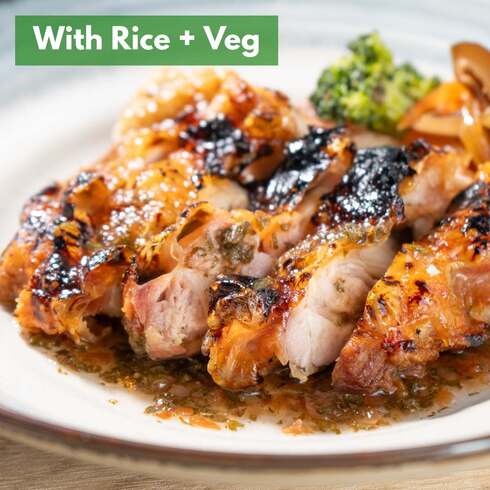 Grilled Chicken with Plum and Shiso Sauce (+Rice & Veg)