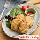 Minced Chicken Hamburg Steak for Kids 4pcs (+Rice & Veg)