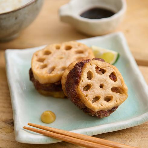 Deep-Fried Stuffed Lotus Root with Minced Chicken
