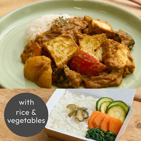 Tofu Curry with Home-Made Stock (+Rice & Veg)