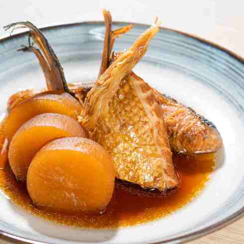 Braised Salmon Collar & Belly with Mooli Daikon 1-2 servings by Nobu Sakaguchi (15 years at a Michelin starred)