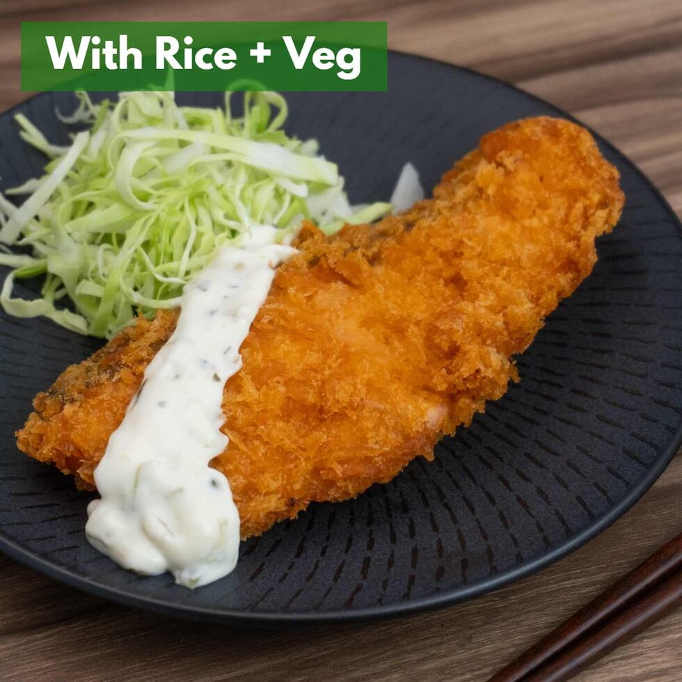  Salmon Katsu 1pc with Tartar Sauce (+Rice & Veg)