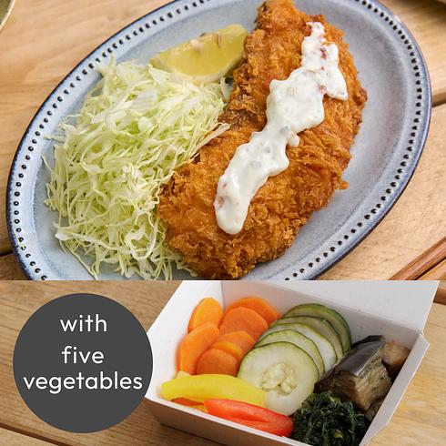 Salmon Katsu 1pc with Tartar Sauce (+5 veg)