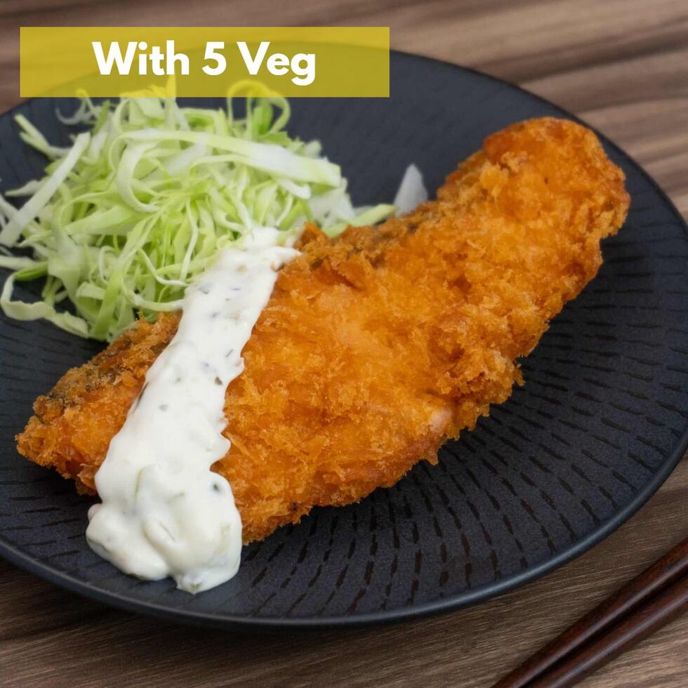  Salmon Katsu 1pc with Tartar Sauce (+5 veg)