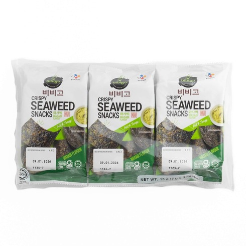 Bibigo Crispy Seaweed Snacks Wasabi 5gx3