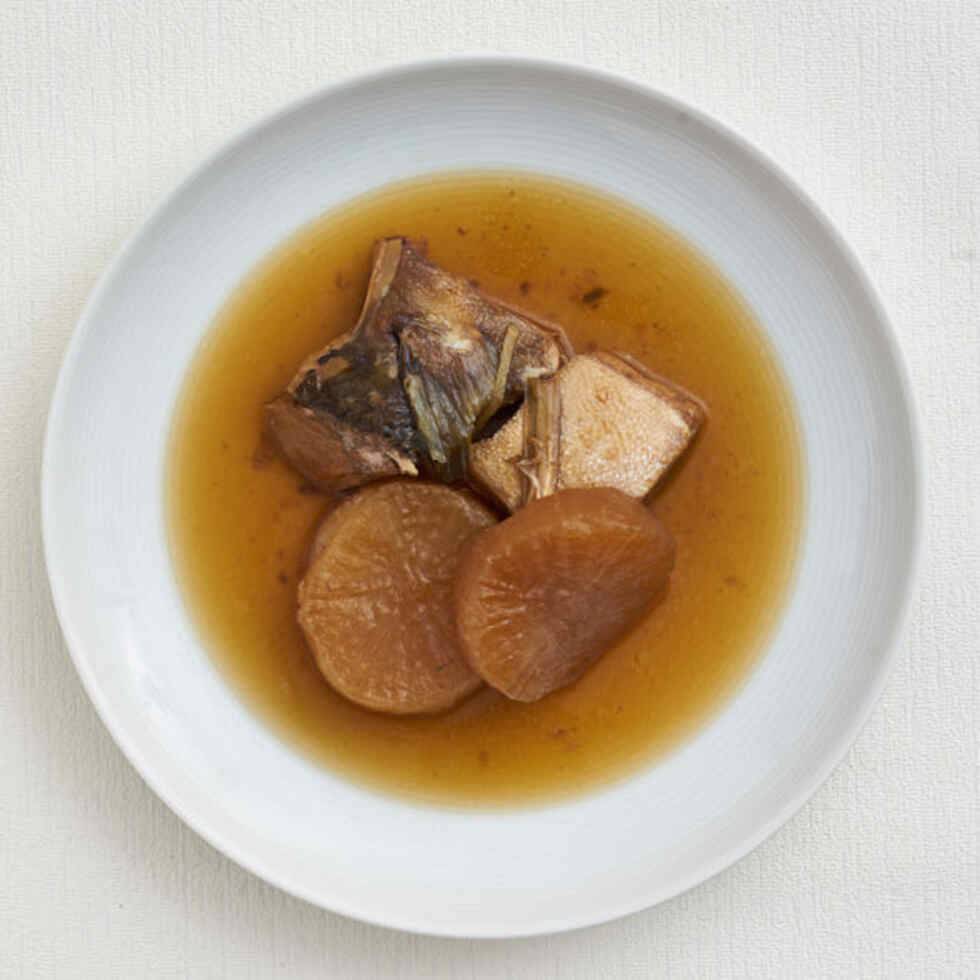 **Simmered Yellowtail with Mooli (Daikon radish and include yellowtail collar) by Nobu Sakaguchi (Roka's ex head sushi chef)
