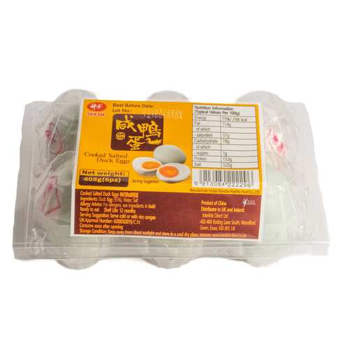 Shen Dan Cooked Salted Duck Egg 408g (6 Pieces)