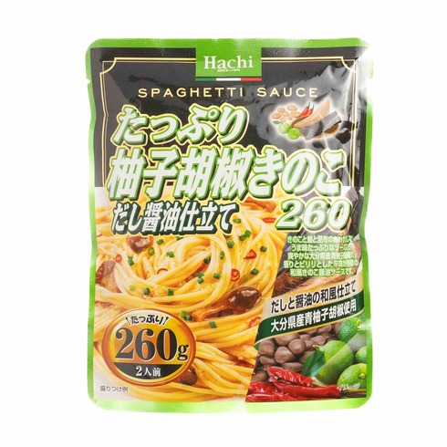 ハチ スパゲッティソース たっぷりゆず胡椒きのこ だし醤油仕立て 260g