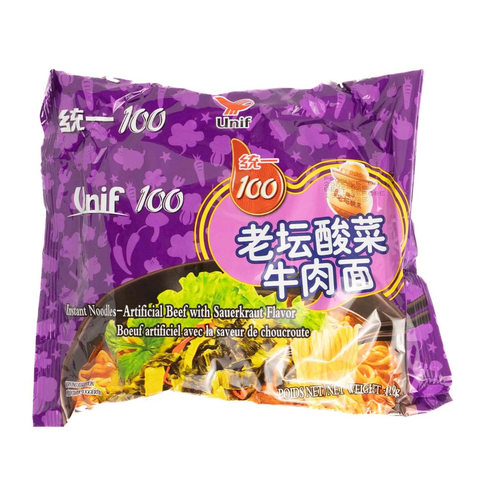Unif Instant Noodle - Beef with Sauerkraut Flavour / 統一 老壇酸菜牛肉麵(袋) 119g