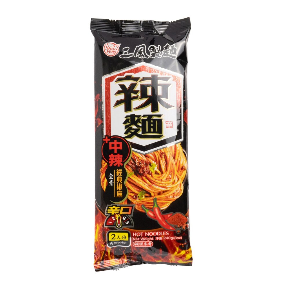 【Best Before:12/08/2025】Shan Feng Hot Noodles with Sichuan Pepper Dressing (Medium-Hot) / 三風製麵 辣麵 經典椒麻 120g x 2