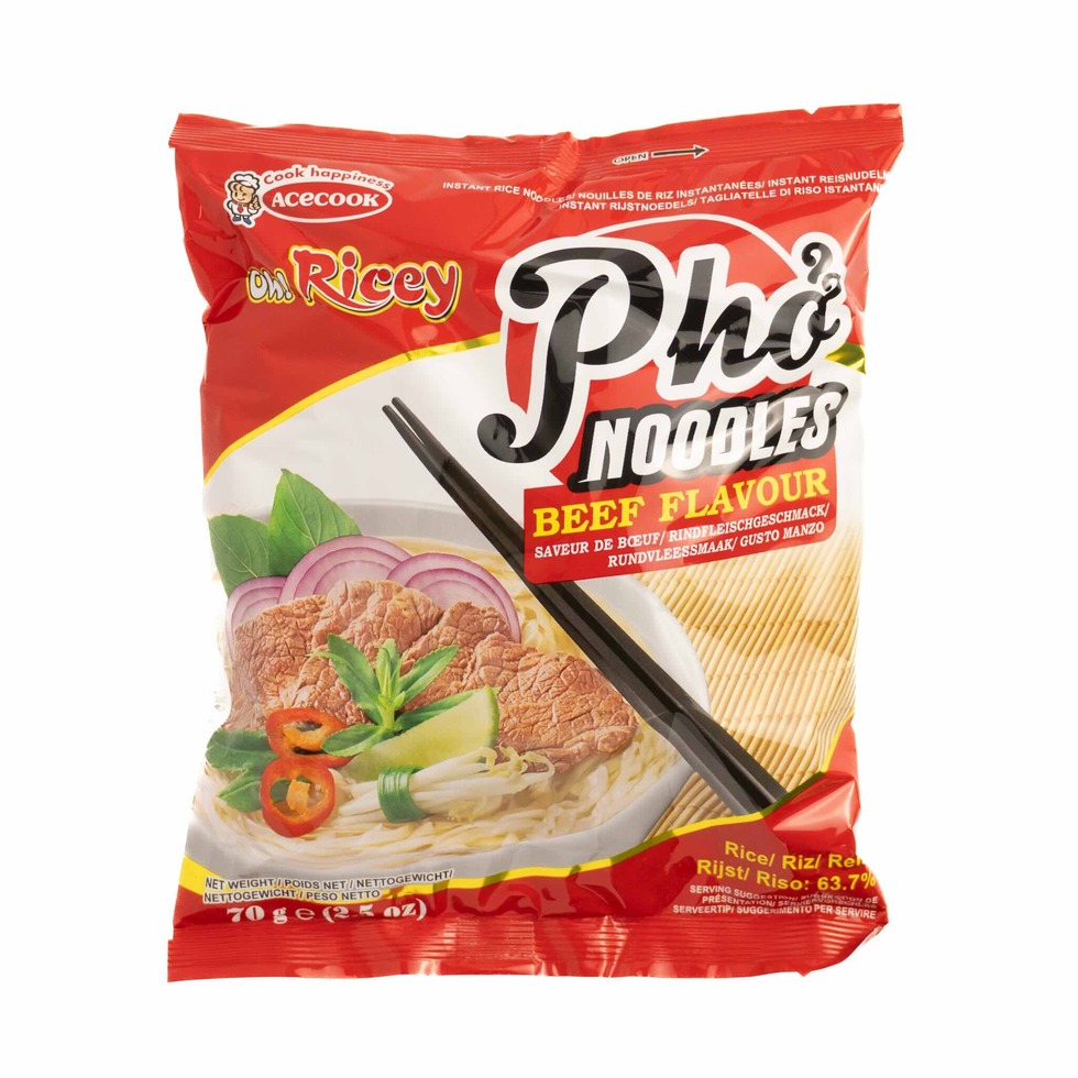 Acecook Oh! Ricey Instant Pho Rice Noodles (Beef Flavour) / 越南河粉 (牛肉味) 70g