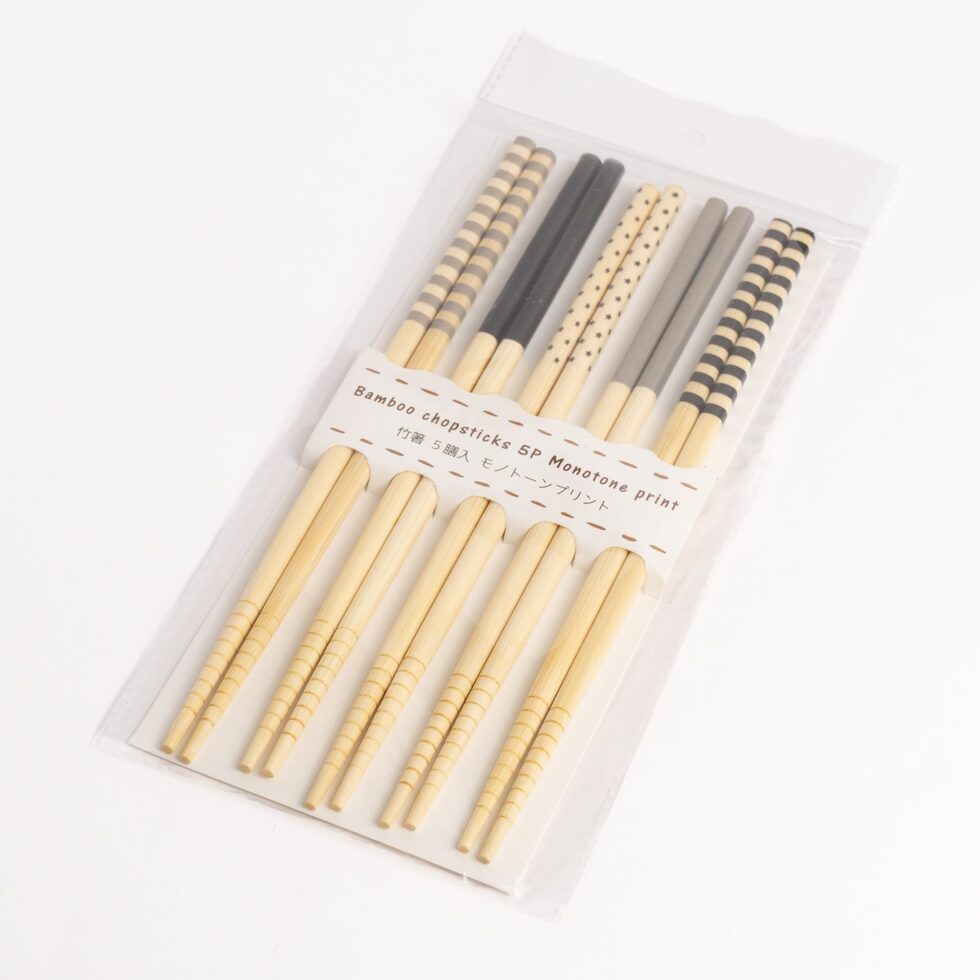 Bamboo Chopsticks 5 Pairs Monotone Print