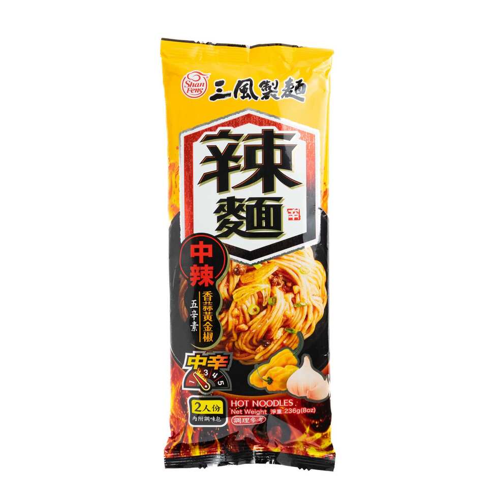 【Best Before:04/10/2025】Shan Feng Hot Noodles with Garlic Golden Pepper Dressing 236g (118g×2 Packs)