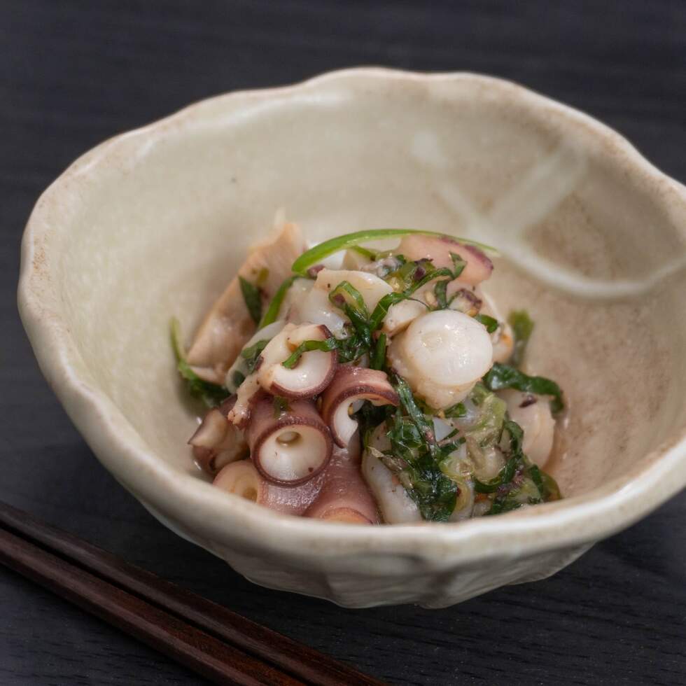 Premium Cornish Octopus Salad with Ponzu & Shiso 60g by Nobu Sakaguchi (15 years at a Michelin starred)