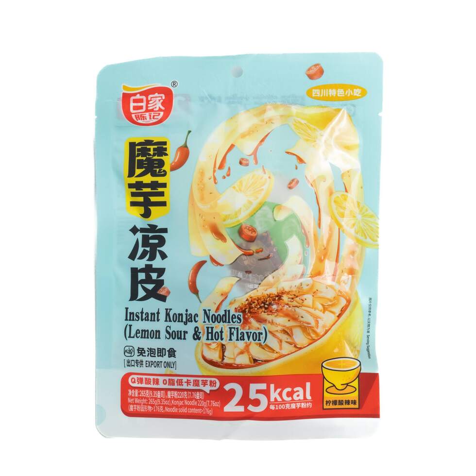 Baijia Instant Konjac Flat Noodles Lemon Sour & Hot 265g