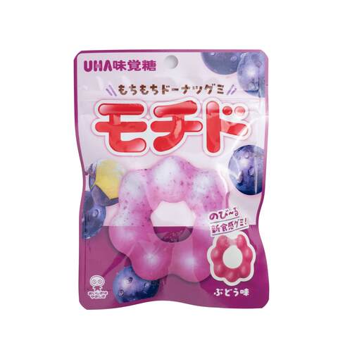 UHA Mikakuto Mochido Chewy Doughnut-Shaped Gummy Grape Flavour 40g