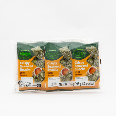 Bibigo Crispy Seaweed Snack Sesame Flavour 5g × 3 Packs