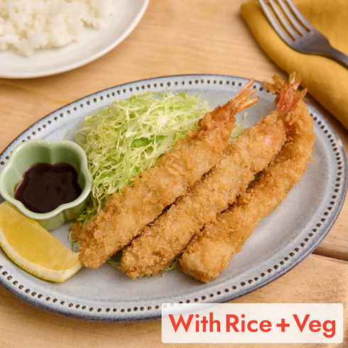 海老フライ 3本（ご飯・野菜・漬物付）