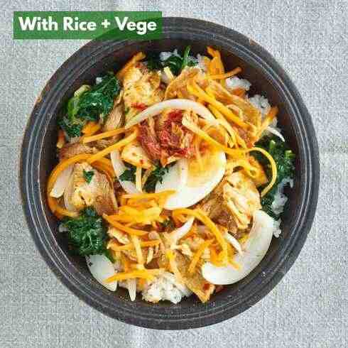 Japanese Style Pork Bibimbap Bowl (+Rice & Veg) without Egg