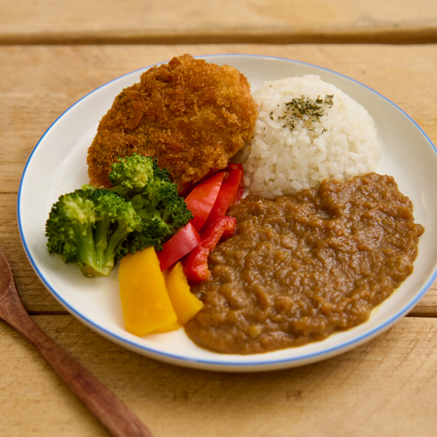 Kids' Mild Curry with Grilled Veg and Sweet Potato Croquette (Without Rice)