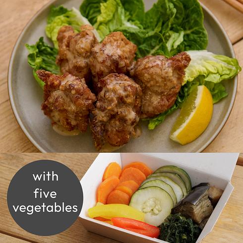Chicken Karaage with Sesame Sauce (+5 veg)