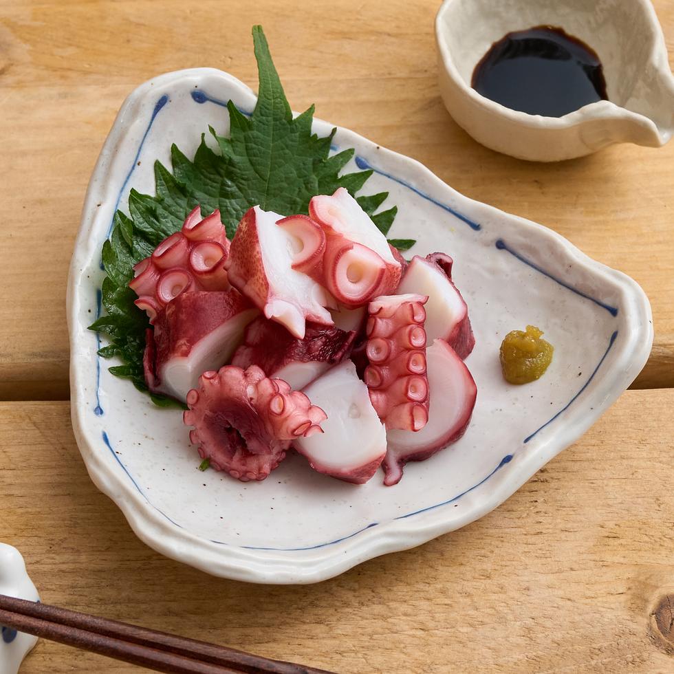 Sashimi de poulpe haché (Sashimi ou Takoyaki) 80g par Nobu Sakaguchi (15 ans dans un restaurant étoilé au Michelin)