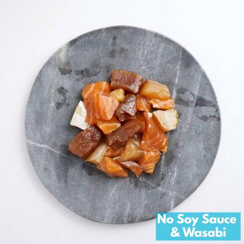 Mélange de sashimi haché mariné avec sauce maison 90-100g par Nobu Sakaguchi (15 ans dans un restaurant étoilé au Michelin)