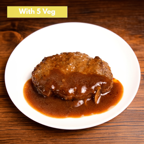 Hamburg Steak with Mushroom Demi-glace (+5 veg) 