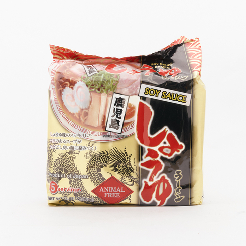 Higashimaru Kagoshima Ramen Soy Sauce Flavour Plant-Based 5 Servings 385g